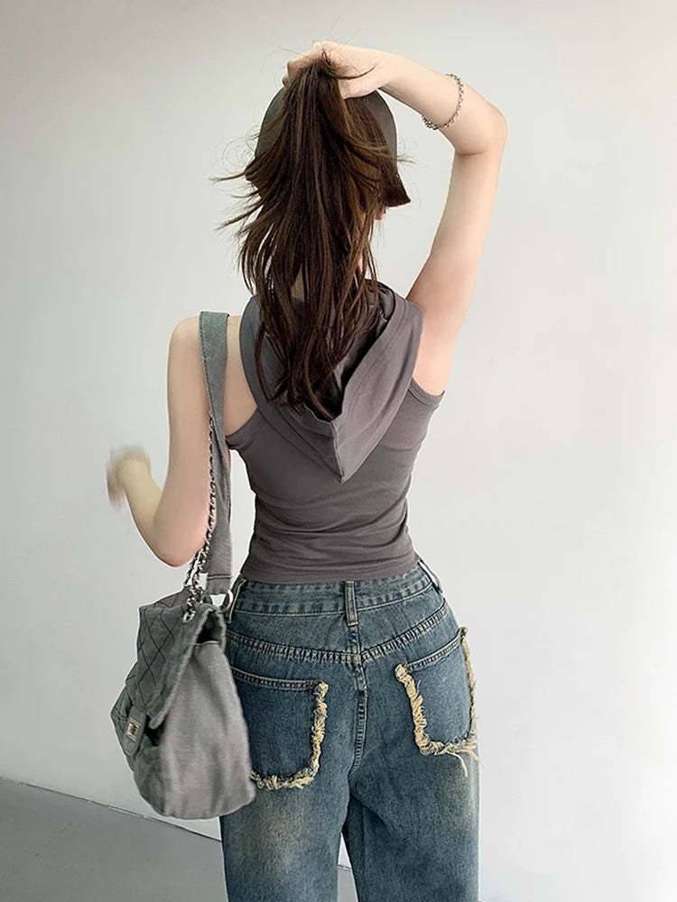 JEYONG Kapucnis Crop Top Női