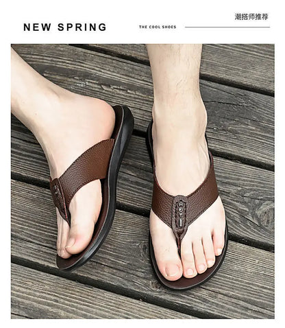 Herren-Flip-Flops aus Leder – Atmungsaktive Sommersandalen vom Designer