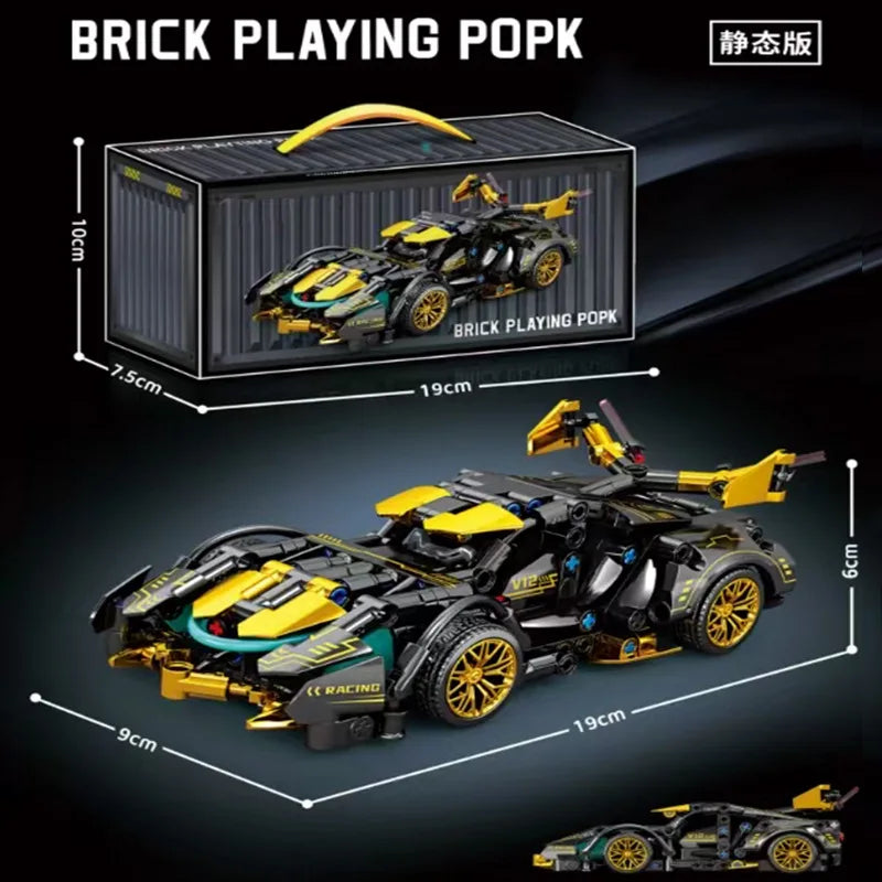 Építő Kocka Autó Verseny Sportos Modell Városi Mechanikus Kis Blokk Puzzle Játék - Kompatibilis Legóval