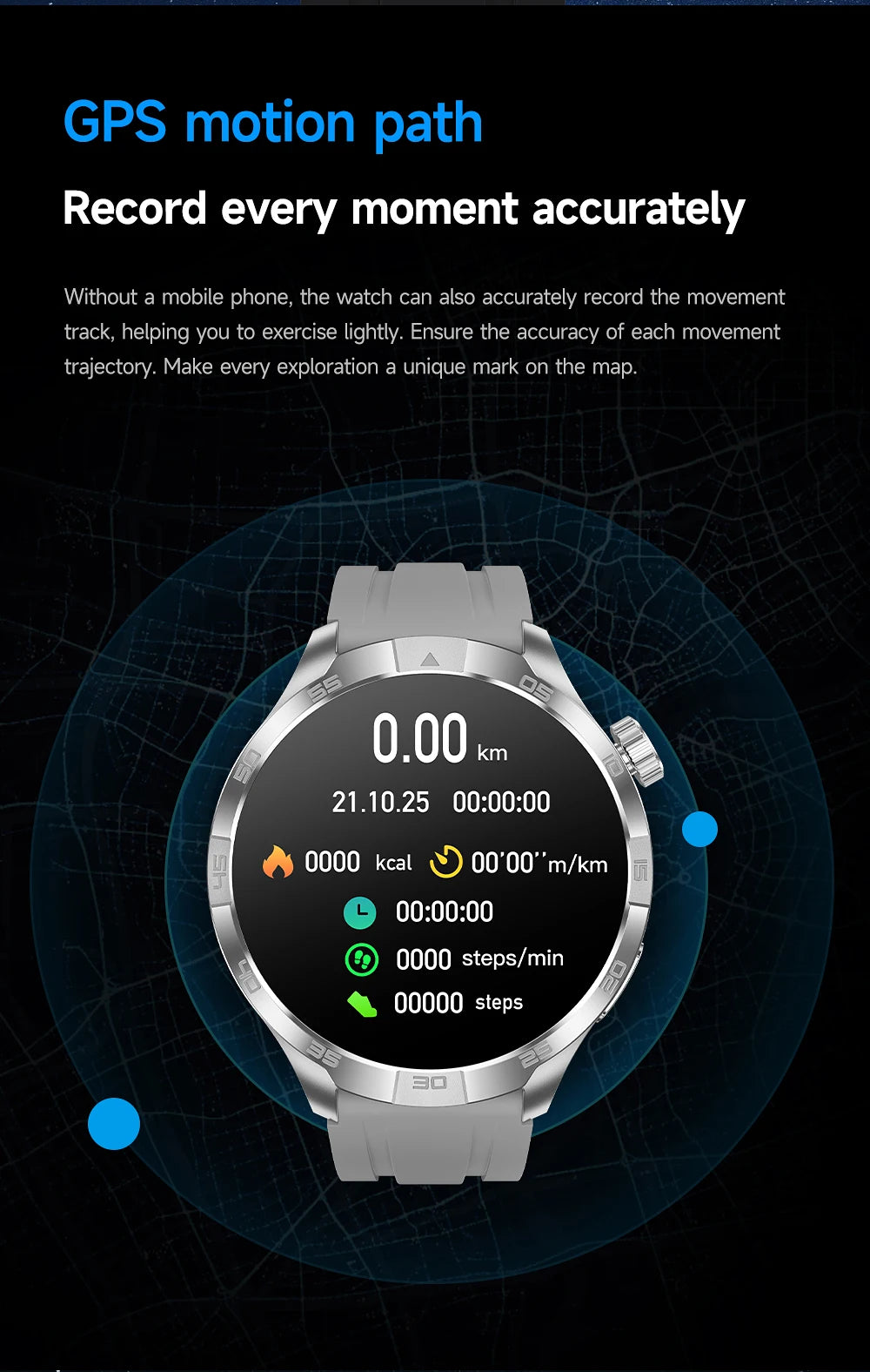 OutdoorTech GPS Sportos Okosóra Férfiaknak - 1,85 Hüvelykes AMOLED Kijelző NFC és HD Hívás IP68 Vízálló