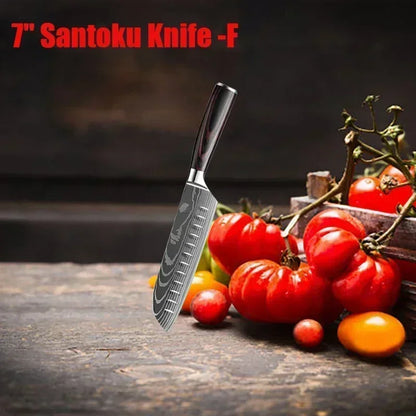 Damascus Konyhakés Éles Santoku
