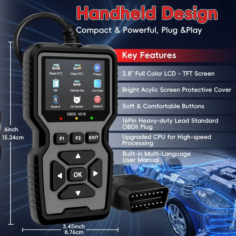 OBD2 Diagnosztikai Eszköz - Profi Motor Kód Olvasóval És Reset Lehetőséggel Valós Idejű Adatolvasás