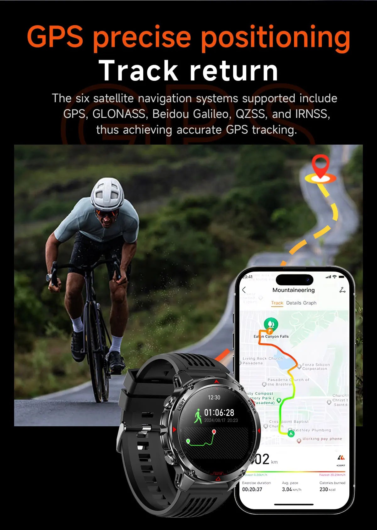 MilGuard GPS Pozíció Okosóra Férfiaknak - Térképes Útvonal Követés, 30 Méter Vízálló, Taktikai Sportóra