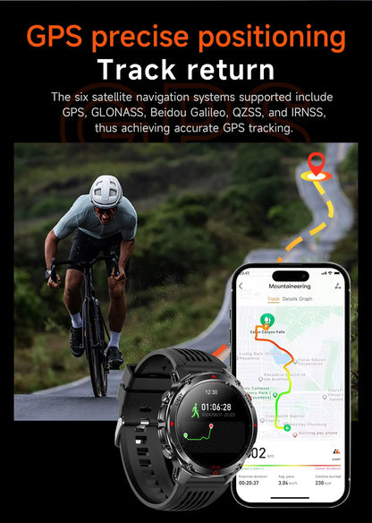 MilGuard GPS Pozíció Okosóra Férfiaknak - Térképes Útvonal Követés, 30 Méter Vízálló, Taktikai Sportóra