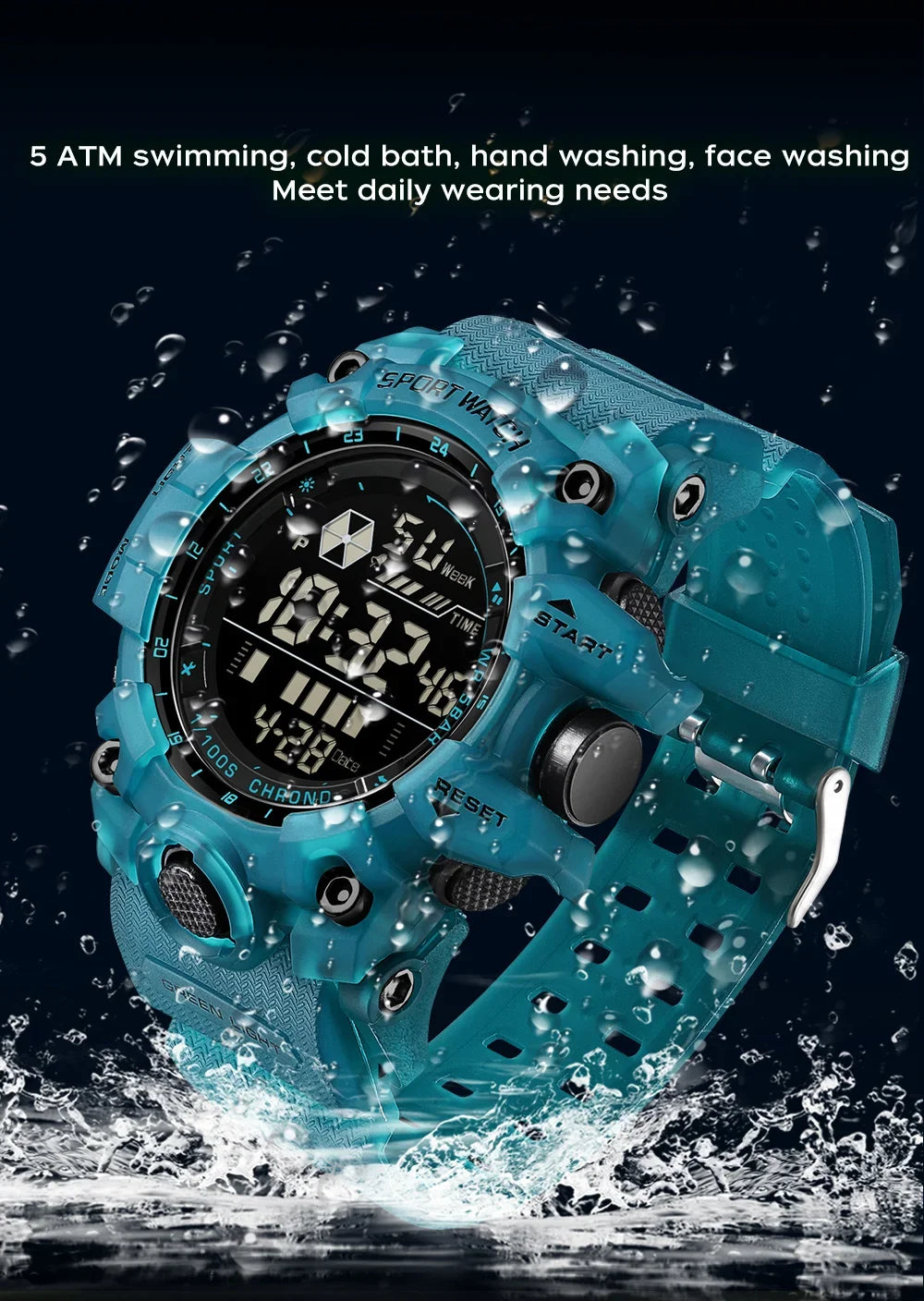 SANDA Herrenuhr, wasserdicht, LED