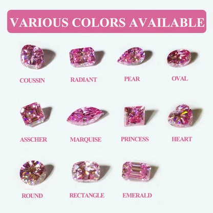 0.5-6ct Rare Colored Moissanite Loose Stone Real VVS1 Lab Grown Princess Crystal Yellow Pink Certified Heart Moissanite Diamonds - BAALAAZ