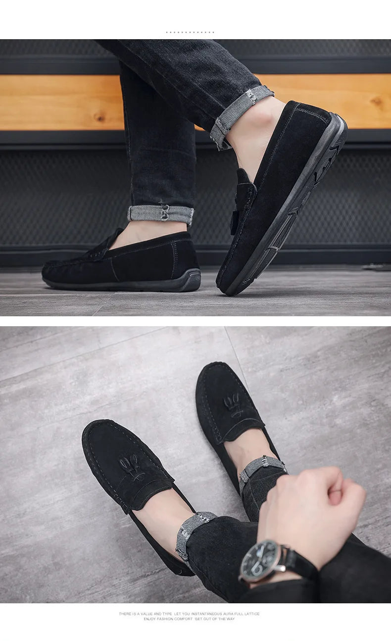 Férfi Casual Loafer - Bojtos Bőr Mokaszin Puha Talppal