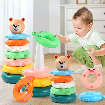 0 12 Month Baby Puzzle Pyramid Tower Cup Stacking Duck Toys Montessori Educational Beach Kids Pool Bathtub Toy Boy Gril Gift - BAALAAZ