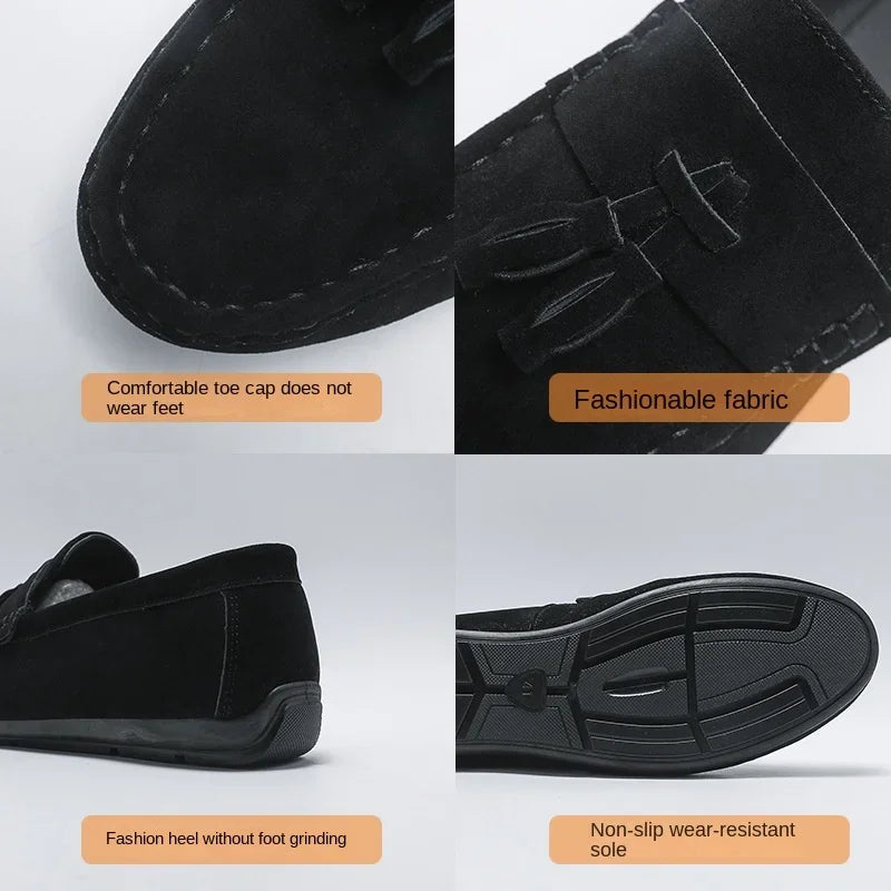 Férfi Casual Loafer - Bojtos Bőr Mokaszin Puha Talppal