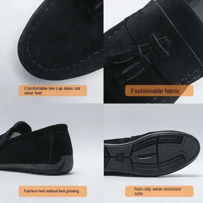 Férfi Casual Loafer - Bojtos Bőr Mokaszin Puha Talppal