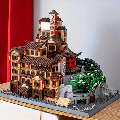 Barlangépítő Készlet 3965 Db Vegyes Színek Fejleszti Kreativitást és Koncentrációt Hagyományos Kelet Ázsiai Architektúra
