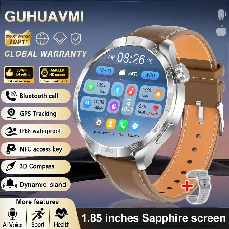 OutdoorTech GPS Sportos Okosóra Férfiaknak - 1,85 Hüvelykes AMOLED Kijelző NFC és HD Hívás IP68 Vízálló