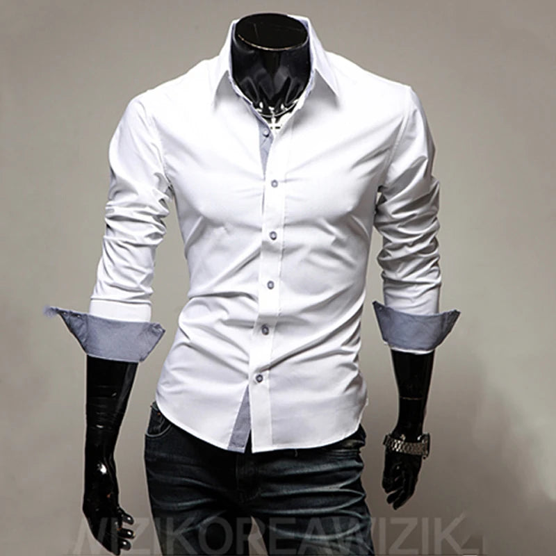 Slim Fit Férfi Csíkos Ing