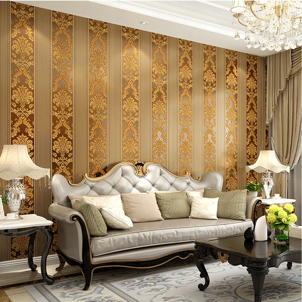 DZQCN Damask 3D Tapéta Vízálló