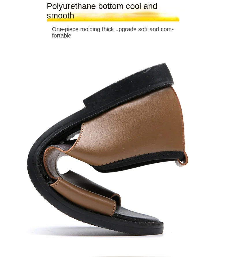 Férfi Designer Bőr Szandál - Divatos Nyári Strand Papucs Csúszásmentes