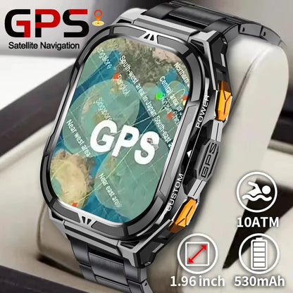 MilSpecTech Katonai Beidou GPS Okosóra - 1,96 Hüvelykes Kijelző, 10ATM Vízálló, Bluetooth Hívás