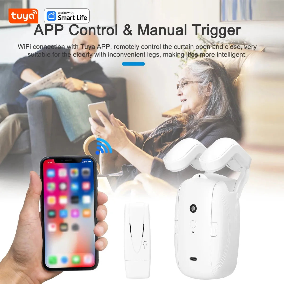 Tuya Okos Függönymozgató Robot – WiFi/Bluetooth, App-vezérlés, Alexa & Google Home