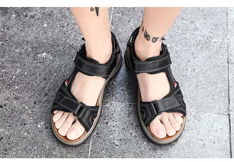 Férfi Bőr Szandál Nyári Strandpapucs - Kényelmes Outdoor Szandál