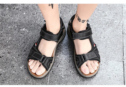Férfi Bőr Szandál Nyári Strandpapucs - Kényelmes Outdoor Szandál