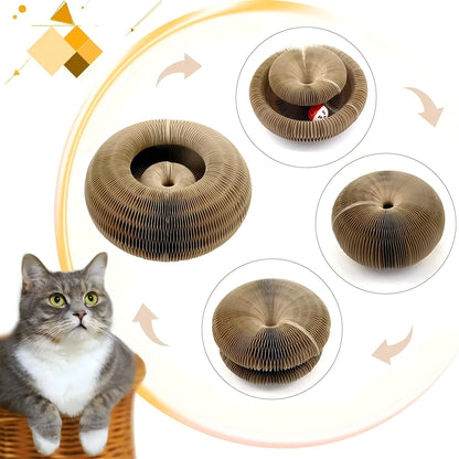 Magic Cat Kaparó Deszka Labdával Kör Alakú Hullámos Karton Macska Játék - Edzi Karmait És Leköti Figyelmét