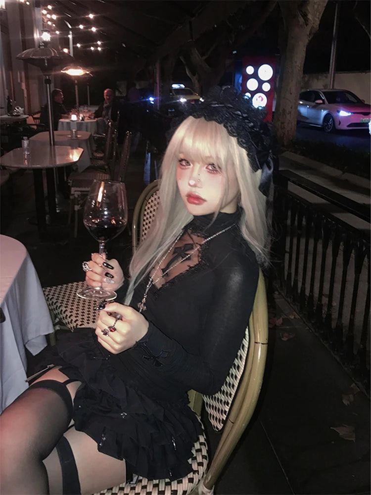 Turtleneck Black Goth Top