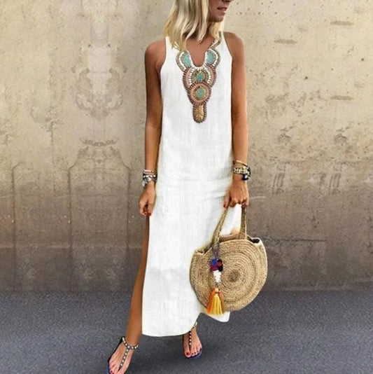 Suit Set Női Vnyakú Boho Ruha