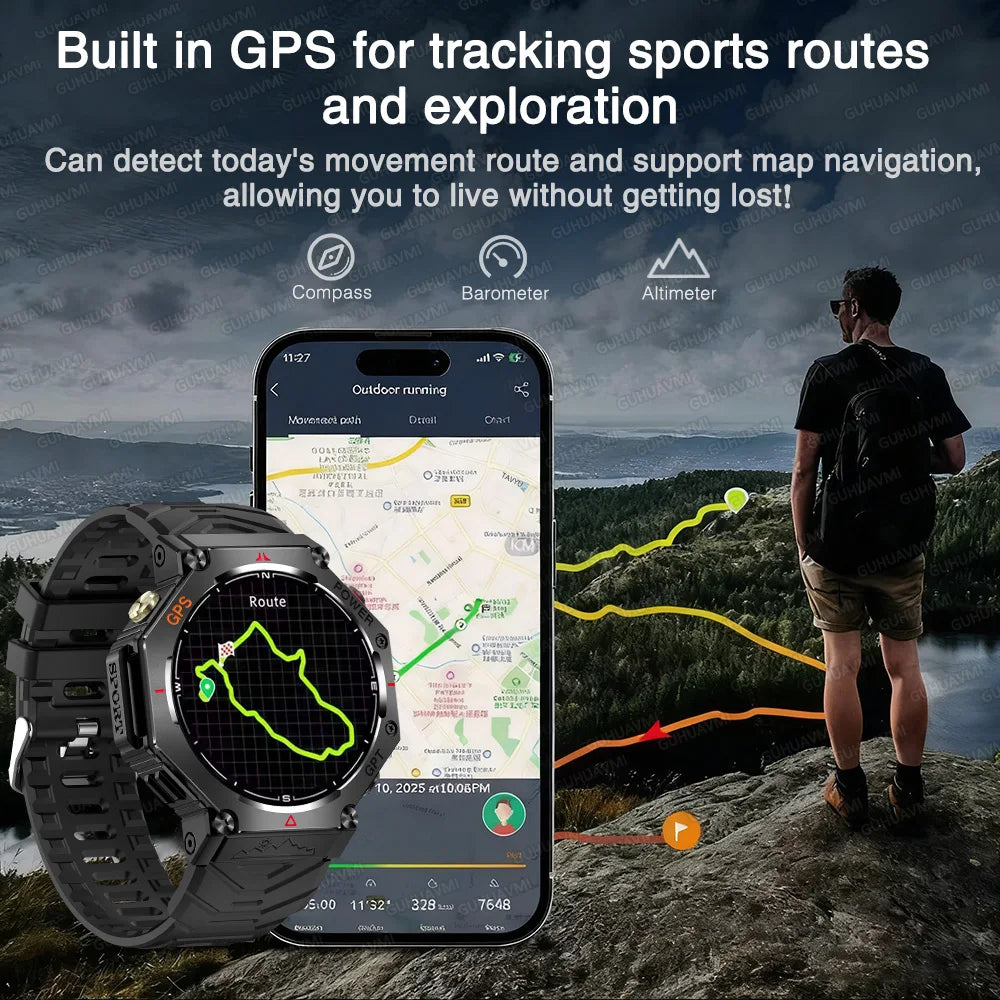 Military T-Rex3 Ultra Okos Óra - GPS Nyomkövetés, Kompassz, 100 Sportmódok, Vízálló IP69K, AI Hang Asszisztens