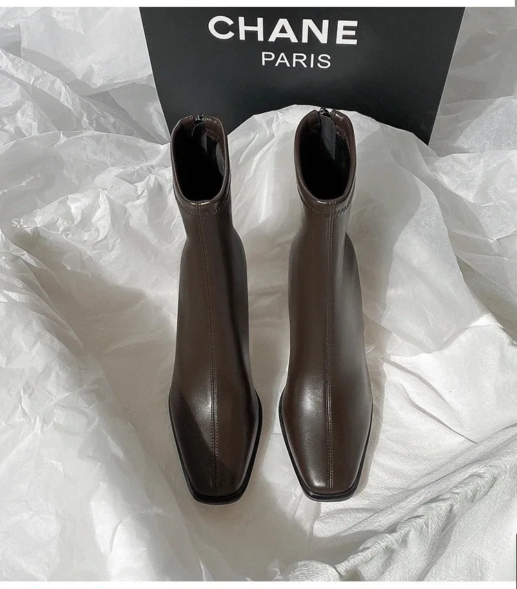 Women's Ankle Boots - Soft Leather High Heel Shoes