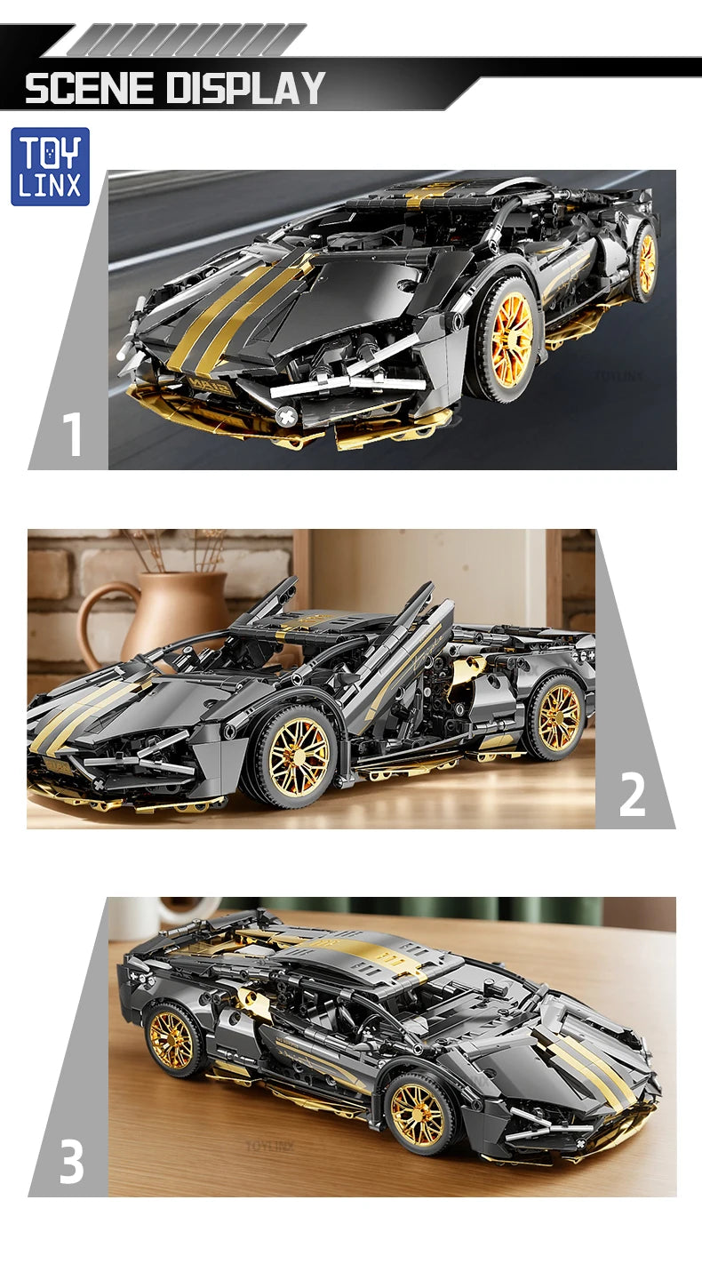 Prémium Építőkocka Szett 1280 db - 1:14 Sport Autó Modell Felnőtteknek