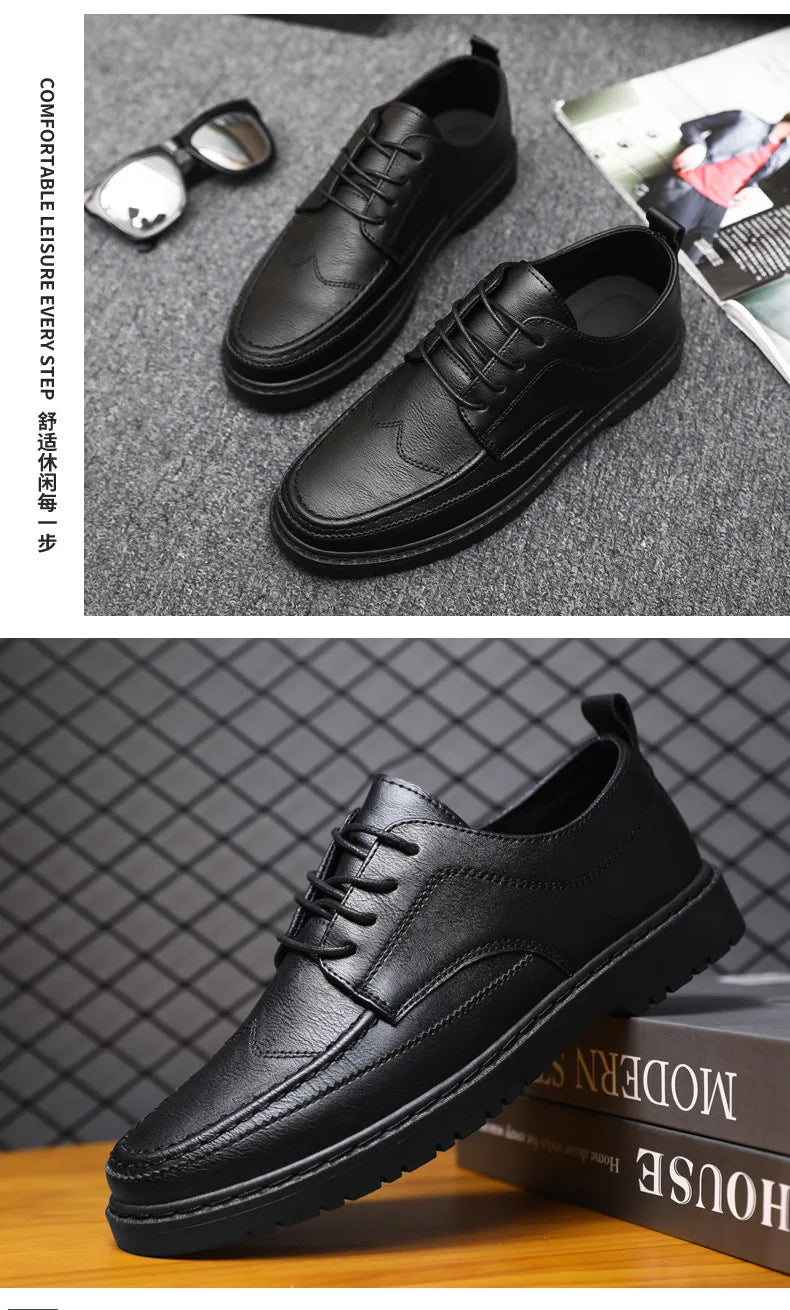 Férfi Luxus Bőr Cipő Olasz Oxford - Klasszikus Üzleti Brogue Loafer Barna