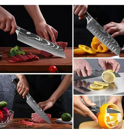 Damascus Konyhakés Éles Santoku