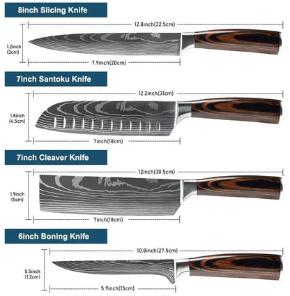 Damascus Konyhakés Éles Santoku