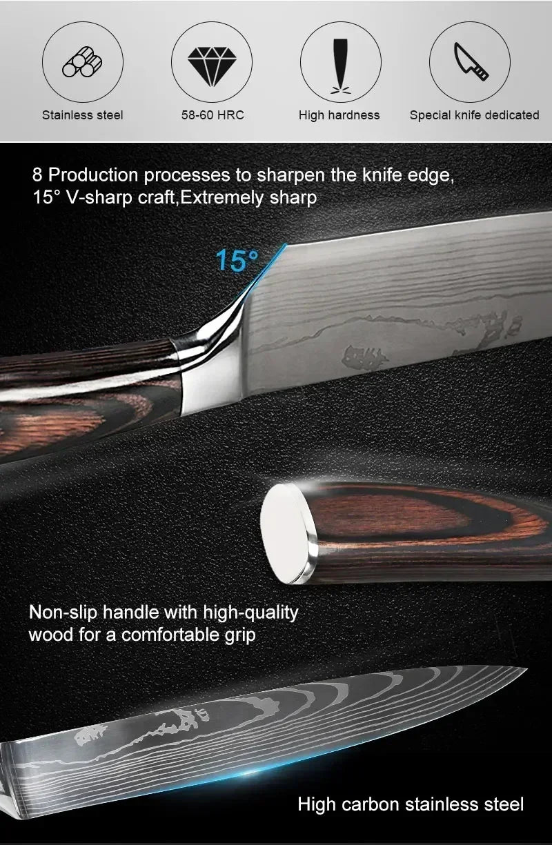 Damascus Konyhakés Éles Santoku