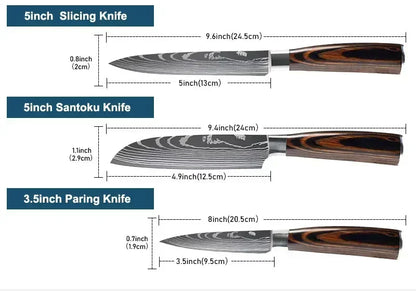 Damascus Konyhakés Éles Santoku