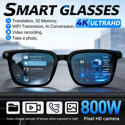 AI Okosszemüveg – 4K Kamera, Bluetooth Hívás, Valós Idejű Fordítás