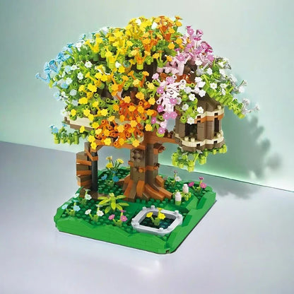 Rainbow Tree House Építő Blokk Készlet - Kézzel Készített 1421 Db Szivárványos ABS Anyagból Ajándékötlet