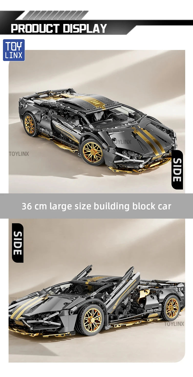 Prémium Építőkocka Szett 1280 db - 1:14 Sport Autó Modell Felnőtteknek