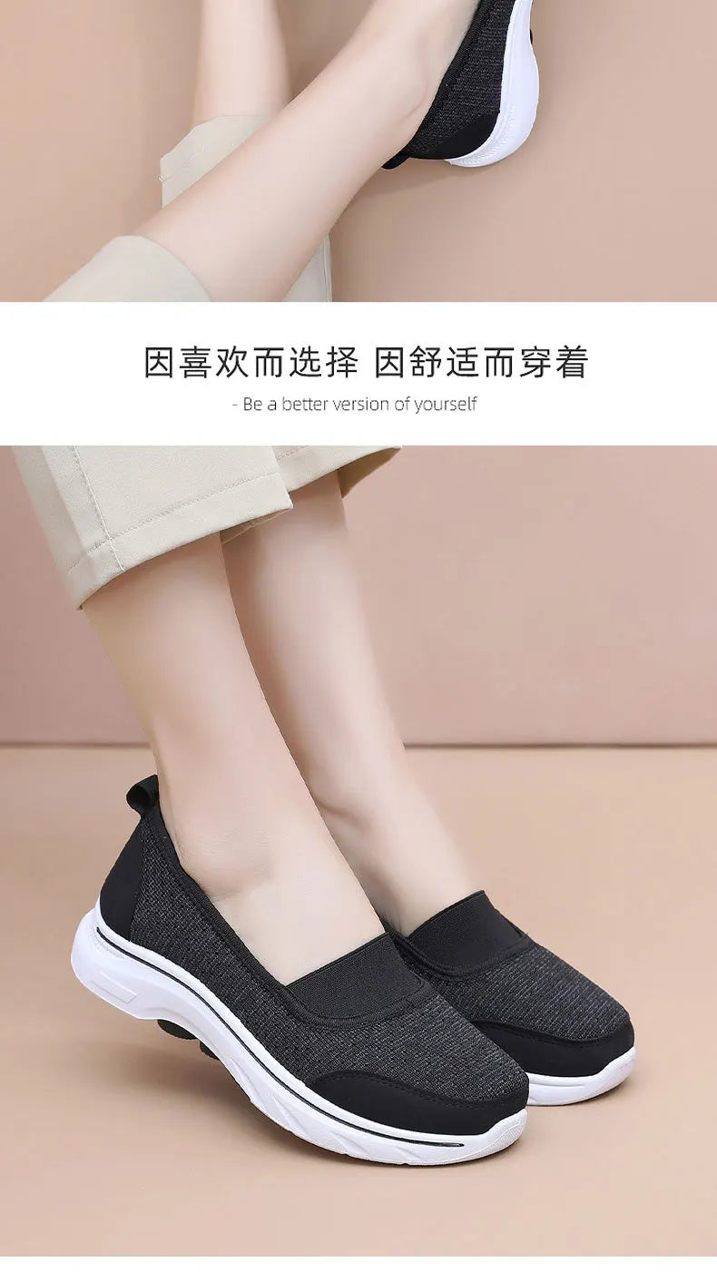 Női Légáteresztő Vulkanizált Cipő Fehér - Divatos Mesh Sneaker Munkacipő