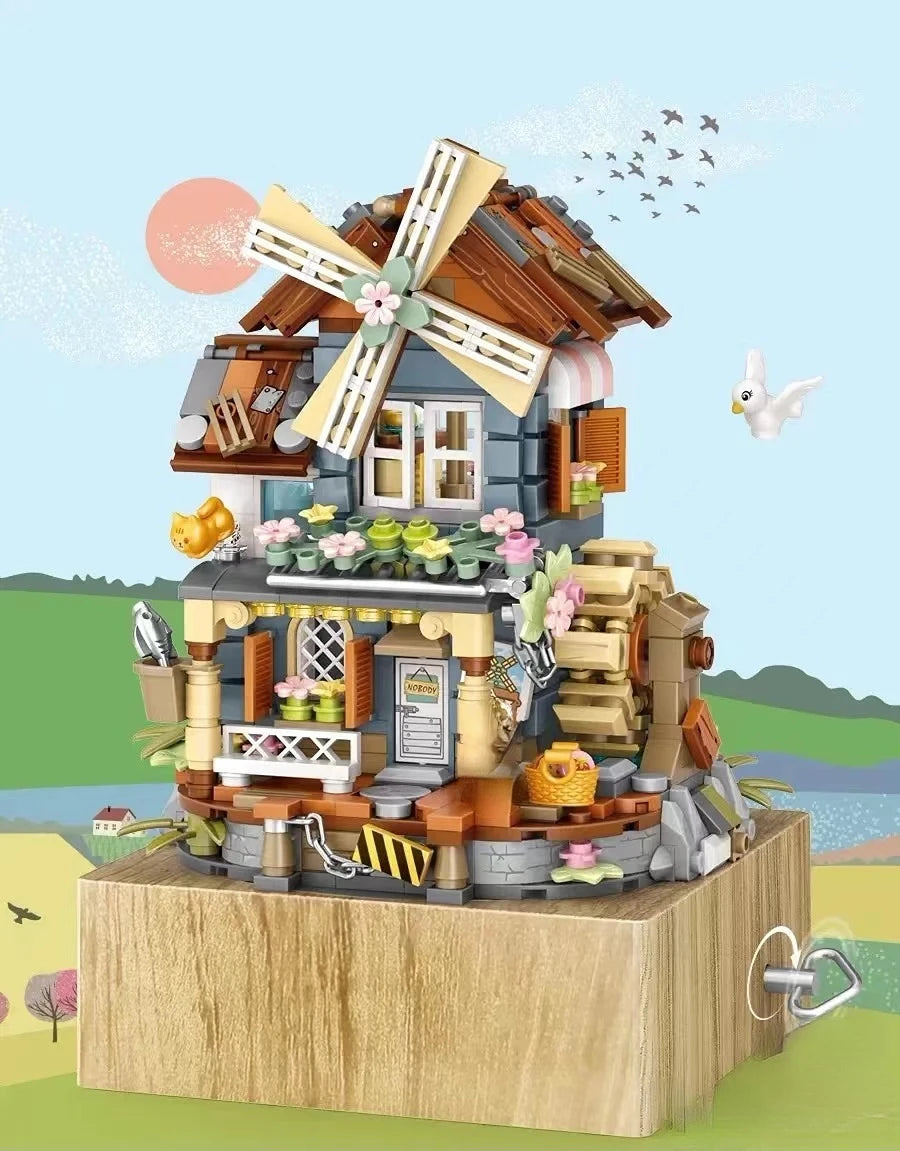 Spieluhr mit Windmühlenmotiv
