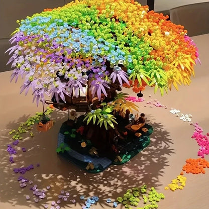 Rainbow Tree House Építő Blokk Készlet - Kézzel Készített 1421 Db Szivárványos ABS Anyagból Ajándékötlet