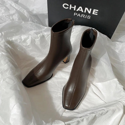 Women's Ankle Boots - Soft Leather High Heel Shoes