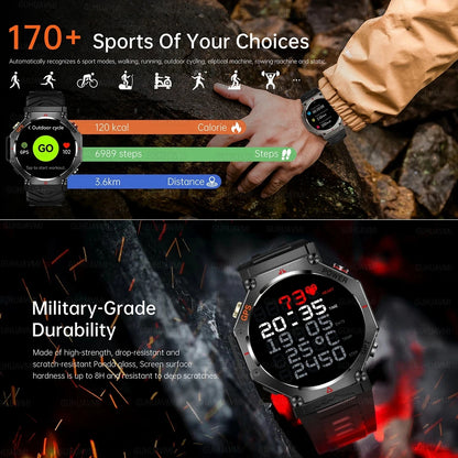 Military T-Rex3 Ultra Okos Óra - GPS Nyomkövetés, Kompassz, 100 Sportmódok, Vízálló IP69K, AI Hang Asszisztens