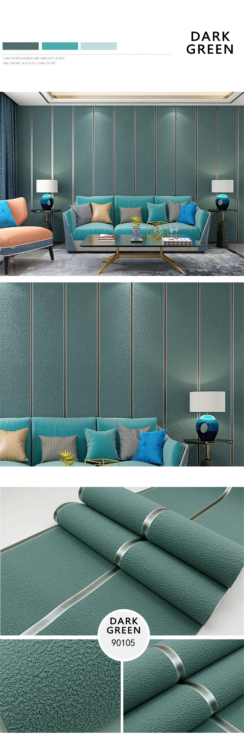 DZQCN Velúr Tapéta 3D Csíkos