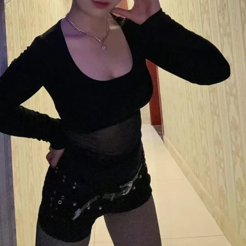 JEYONG Patchwork Háló Crop Top