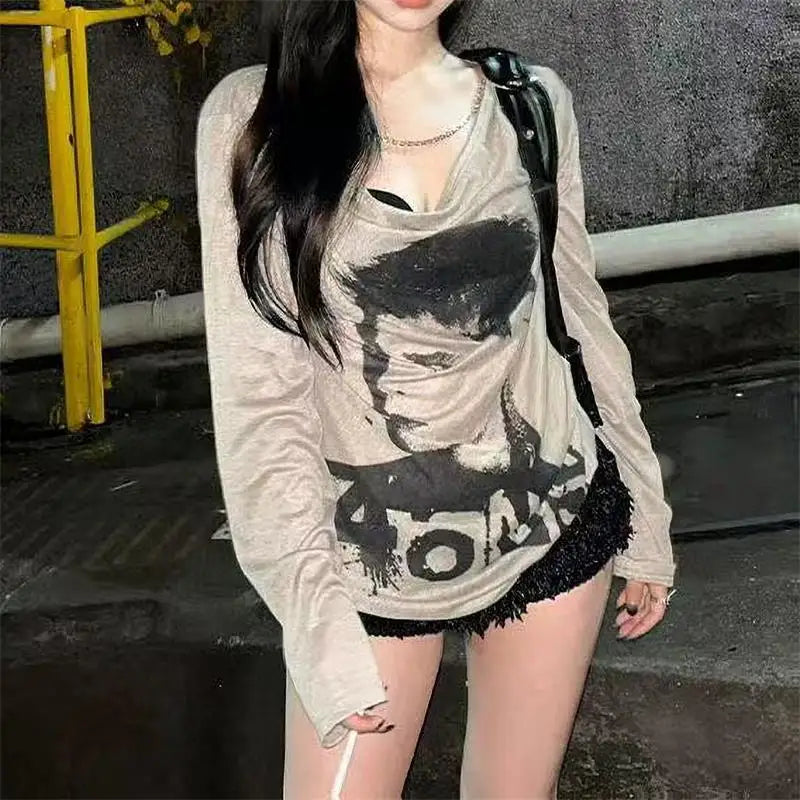 JEYONGZOOCN O-Neck T-Shirt 90s