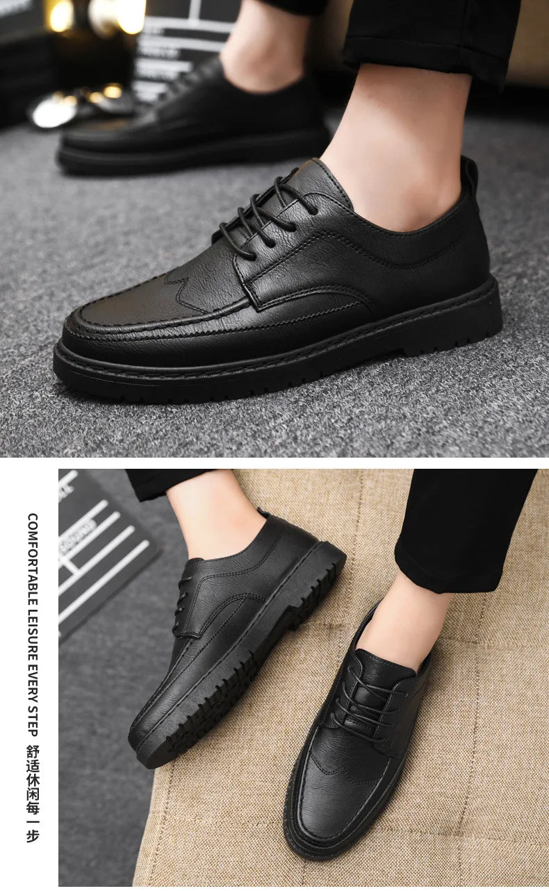 Férfi Luxus Bőr Cipő Olasz Oxford - Klasszikus Üzleti Brogue Loafer Barna