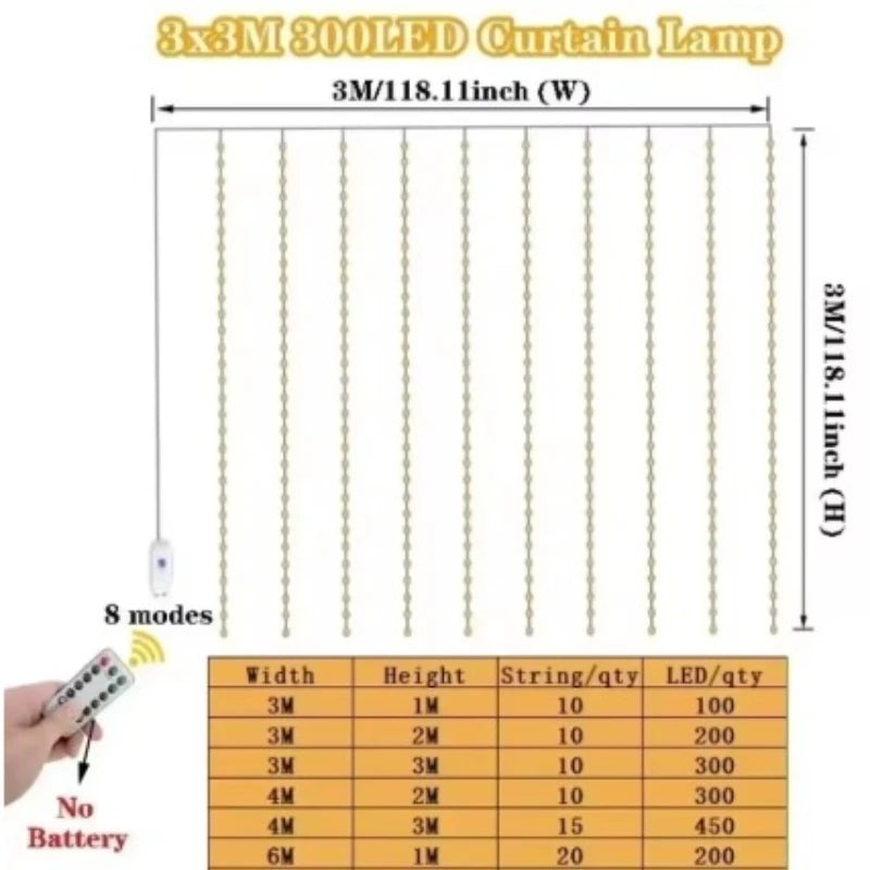 3M LED Függöny - 8 Üzemmód