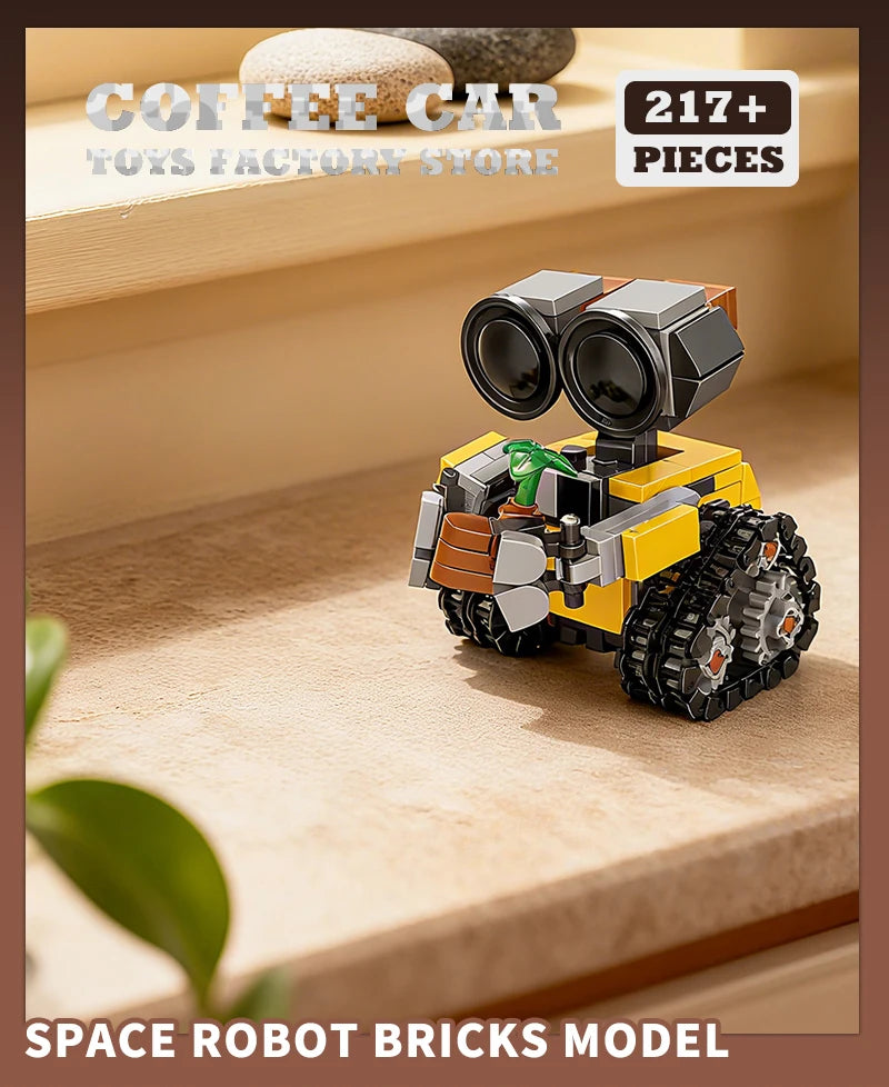 Disney Space Mini Robot MOC Építő Bricks Játékok - 217 Darabos Tracked Bot Modell Klasszikus Sci Fi Gyerekeknek