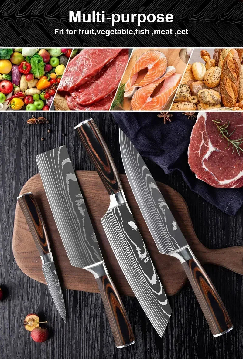 Damascus Konyhakés Éles Santoku