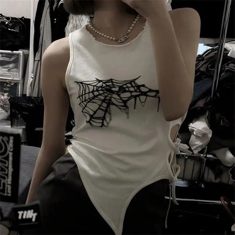 Tanktop mit Spinnennetz-Motiv JEYONGZOOCN
